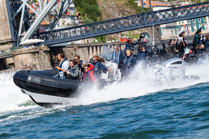 Porto 6 bridges Speedboat Tour along the Douro - Gaia Quay, Port Wine Cellars, and the Rabelo Boat Legend